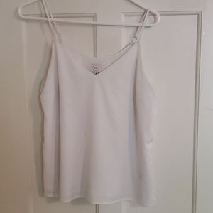 White silky v-neck tank